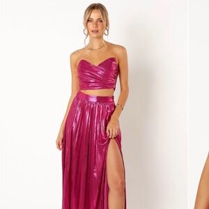 Metallic Pink Maxi Skirt and Top